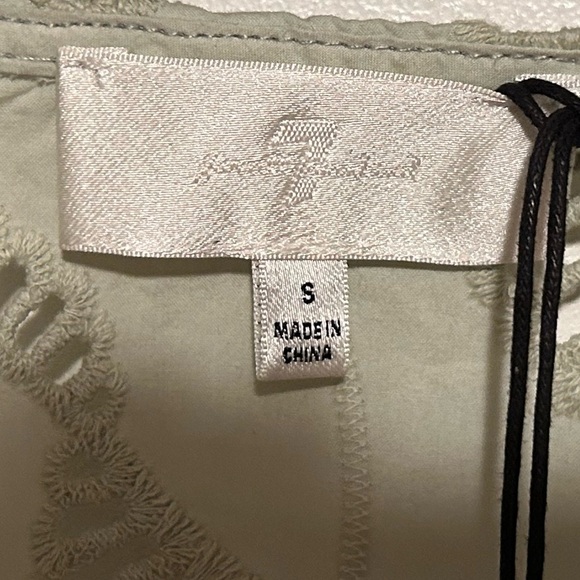 7 FOR ALL MANKIND BALLOON SLEEVE EYELET TOP IN SEAFOAM NWT - Picture 13 of 13